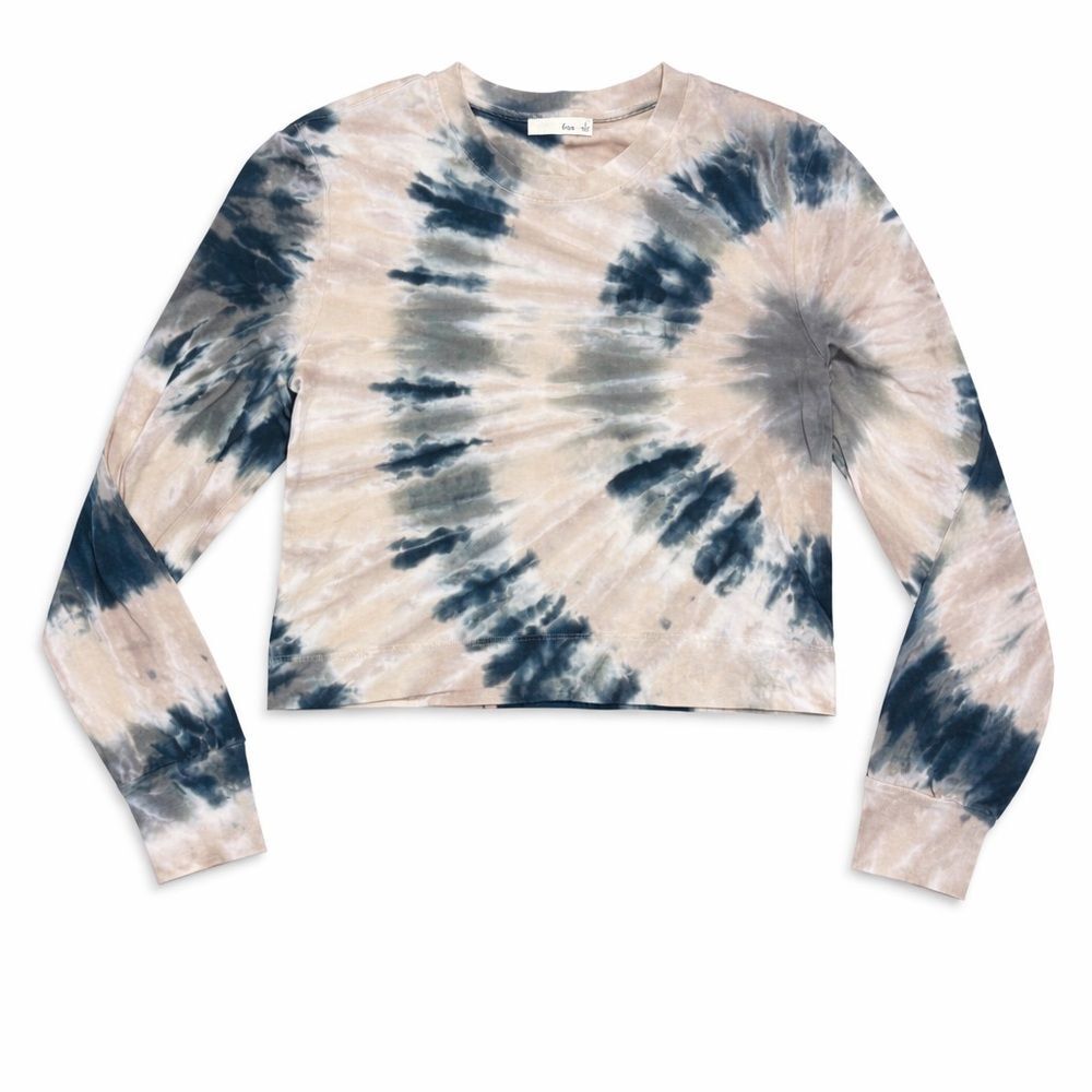 Aritzia Wilfred Free Tie-Dye Long Sleeve Crop Top, small 100% cotton